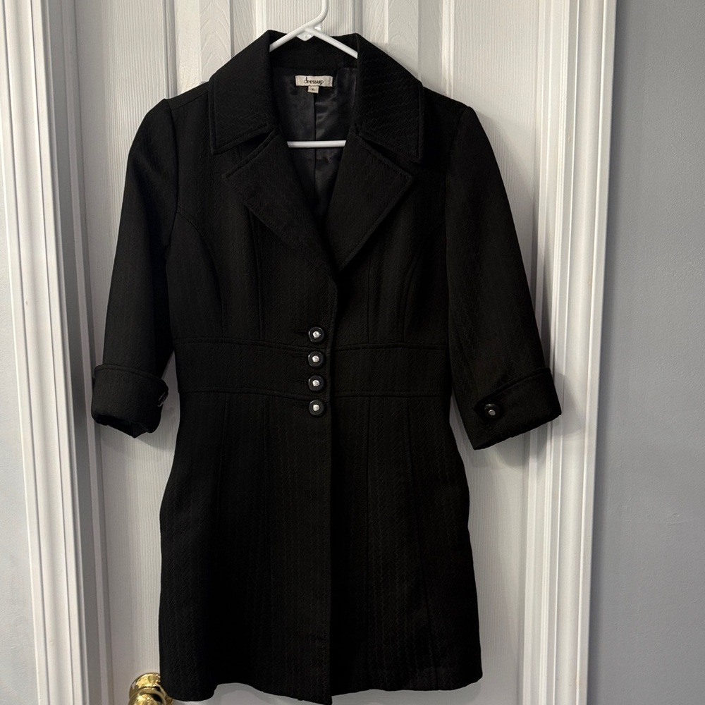 Women's Black Mid-Length Trench Coat - Unknown Brand